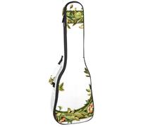Custodia per ukulele, 58,4 cm, graziosa lettera A con fiori colorati, imbottitura estetica, custodia per il trasporto con custodia e manico spesso, Multicolore 07, 25.9x9x3.1in/66x23x8cm, Organizer