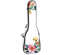 Custodia per ukulele, 58,4 cm, graziosa lettera A con fiori colorati, imbottitura estetica, custodia per il trasporto con custodia e manico spesso, Multicolore 04, 25.9x9x3.1in/66x23x8cm, Organizer