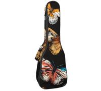 Custodia per ukulele, 58,4 cm, imbottitura con piume di uccello colorate, custodia per il trasporto e manico spesso, Multicolore 05, 25.9x9x3.1in/66x23x8cm, Organizer per borse