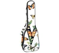 Custodia per ukulele, 58,4 cm, lettera M, con imbottitura a ghirlanda, farfalle, custodia per il trasporto con custodia e manico spesso, Multicolore 01, 25.9x9x3.1in/66x23x8cm, Organizer per borse