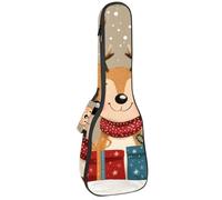 Custodia per ukulele, 58,4 cm, motivo: pinguini natalizi, fiocchi di neve, sfondo blu, imbottitura per il trasporto, con custodia e manico spesso, Multicolore 02, 25.9x9x3.1in/66x23x8cm, Organizer per