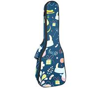Custodia per ukulele con divertente animale, con ippopotamo floreale, per concerto soprano, tenore, 58,6 cm, spessore 10 mm, con cinghie regolabili e imbottitura morbida, Multi, moderno