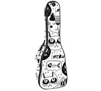 Custodia per ukulele con motivo a gatti a vita bassa, per concerti soprano, tenore, 23 pollici, spessore 10 mm, con cinghie regolabili imbottite morbide