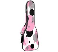 Custodia per ukulele con motivo a pois, rosa e nero, per concerti di tenore soprano, spessore 10 mm, con cinghie regolabili imbottite morbide