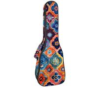 Custodia per ukulele con motivo astratto con foglie e elementi dorati, borsa imbottita per ukulele da concerto da 58 cm, impermeabile e durevole, Multicolore 02, 25.9x9x3.1in/66x23x8cm, Organizer per