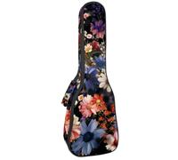 Custodia per ukulele con motivo astratto con foglie e elementi dorati, borsa imbottita per ukulele da concerto da 58 cm, impermeabile e durevole, Multicolore 06, 25.9x9x3.1in/66x23x8cm, Organizer per
