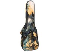 Custodia per ukulele con motivo astratto con foglie e elementi dorati, borsa imbottita per ukulele da concerto da 58 cm, impermeabile e durevole, Multicolore 01, 25.9x9x3.1in/66x23x8cm, Organizer per