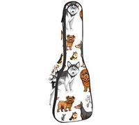 Custodia per ukulele con motivo di cucciolo di Husky Dog Chihuahua Shar Pei, custodia per ukulele per concerto tenore soprano, 23 pollici, spessore 10 mm, morbida imbottita e regolabile