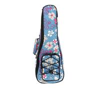 Custodia per ukulele da 26 pollici per strumento per ukulele baritono o basso, fiore blu, come descritto