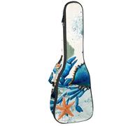 Custodia per ukulele da 58,4 cm, con granchio, alghe marine, foglie, bolle e imbottitura con stella marina, custodia per il trasporto con custodia e manico spesso, Multicolore 01, 25.9x9x3.1in