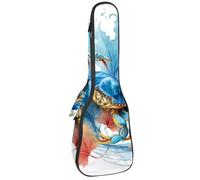 Custodia per ukulele da 58,4 cm, con granchio, alghe marine, foglie, bolle e imbottitura con stella marina, custodia per il trasporto con custodia e manico spesso, Multicolore 02, 25.9x9x3.1in