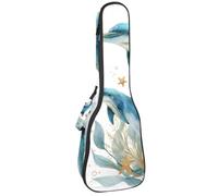 Custodia per ukulele da 58,4 cm, con granchio, alghe marine, foglie, bolle e imbottitura con stella marina, custodia per il trasporto con custodia e manico spesso, Multicolore 07, 25.9x9x3.1in