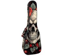 Custodia per ukulele da 58,4 cm, con imbottitura e manico spesso, motivo: teschio e fiori, con imbottitura, Multicolore 02, 25.9x9x3.1in/66x23x8cm, Organizer per borse