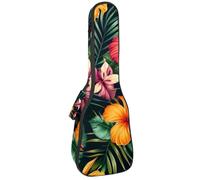 Custodia per ukulele da 58,4 cm, con peonie ricamate e rose rosse selvatiche, imbottitura per il trasporto, custodia per ukulele con custodia e manico spesso, Multicolore 10., 25.9x9x3.1in/66x23x8cm