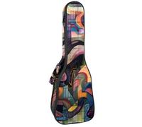 Custodia per ukulele da 58,4 cm, motivo astratto a zig zag, imbottita, custodia per il trasporto con custodia e manico spesso, Multicolore 03, 25.9x9x3.1in/66x23x8cm, Organizer per borse