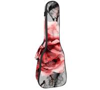 Custodia per ukulele da concerto, 58,6 cm, con foglie di palma, ibisco, fiore di ibisco, borsa imbottita con scomparti e spallacci, Multicolore 03, 25.9x9x3.1in/66x23x8cm, Organizer per borse