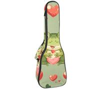 Custodia per ukulele da concerto a forma di rana, con vari cuori, morbida, spessa, imbottita, 10 mm di spessore, imbottitura in spugna, Multicolore 01, 25.9x9x3.1in/66x23x8cm, Organizer per borse
