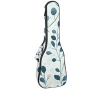 Custodia per ukulele da concerto Aqua Blues Tiny Ditsy Leaves Branch Soft Thick Padded Ukulele Zaino 10 MM di spessore imbottitura in spugna, Multicolore 01, 25.9x9x3.1in/66x23x8cm, Organizer per