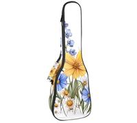 Custodia per ukulele da concerto Aqua Blues Tiny Ditsy Leaves Branch Soft Thick Padded Ukulele Zaino 10 MM di spessore imbottitura in spugna, Multicolore 04, 25.9x9x3.1in/66x23x8cm, Organizer per