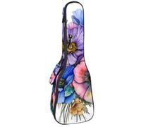 Custodia per ukulele da concerto con cappelli da cowboy colorati con cactus ferro di cavallo stelle modello morbido spesso imbottito ukulele zaino 10 mm imbottitura in spugna spessa, Multicolore 07