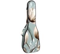 Custodia per ukulele da concerto, con foglie e piante botaniche grigie, verde salvia, morbida e spessa, imbottita, 10 mm di spessore, imbottitura in spugna, Multicolore 08, 25.9x9x3.1in/66x23x8cm