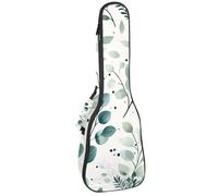 Custodia per ukulele da concerto, con foglie e piante botaniche grigie, verde salvia, morbida e spessa, imbottita, 10 mm di spessore, imbottitura in spugna, Multicolore 01, 25.9x9x3.1in/66x23x8cm
