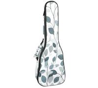 Custodia per ukulele da concerto, con foglie e piante botaniche grigie, verde salvia, morbida e spessa, imbottita, 10 mm di spessore, imbottitura in spugna, Multicolore 03, 25.9x9x3.1in/66x23x8cm