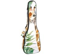 Custodia per ukulele da concerto con giraffa carina acquerello, motivo giungla, morbido e spesso, imbottito, imbottitura in spugna spessa 10 mm, Multicolore 09, 25.9x9x3.1in/66x23x8cm, Organizer per