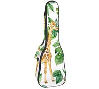 Custodia per ukulele da concerto con giraffa carina acquerello, motivo giungla, morbido e spesso, imbottito, imbottitura in spugna spessa 10 mm, Multicolore 01, 25.9x9x3.1in/66x23x8cm, Organizer per