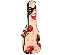 Custodia per ukulele da concerto con giraffa in stile cartone animato con fiori di rosa rossa, morbida e spessa, imbottitura in spugna spessa 10 mm, Multicolore 09, 25.9x9x3.1in/66x23x8cm, Organizer