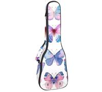 Custodia per ukulele da concerto con piume di uccello su sfondo grigio, impermeabile, imbottitura in spugna spessa 1 cm, Multicolore 07, 25.9x9x3.1in/66x23x8cm, Organizer per borse