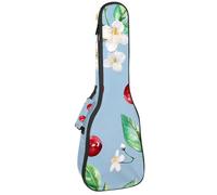 Custodia per ukulele da concerto con piume di uccello su sfondo grigio, impermeabile, imbottitura in spugna spessa 1 cm, Multicolore 06, 25.9x9x3.1in/66x23x8cm, Organizer per borse