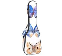 Custodia per ukulele da concerto con piume di uccello su sfondo grigio, impermeabile, imbottitura in spugna spessa 1 cm, Multicolore 10., 25.9x9x3.1in/66x23x8cm, Organizer per borse