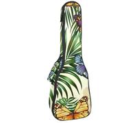 Custodia per ukulele da concerto con uccelli esotici, farfalle colorate, foglie di palma, morbido e spesso, imbottito, imbottitura in spugna spessa 10 mm, Multicolore 05, 25.9x9x3.1in/66x23x8cm