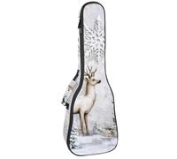 Custodia per ukulele da concerto da 58,8 cm con acquerello, invernale, neve, Natale, natura, borsa imbottita con portaoggetti e spallacci, Multicolore 02, 25.9x9x3.1in/66x23x8cm, Organizer per borse