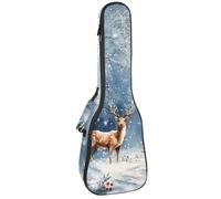 Custodia per ukulele da concerto da 58,8 cm con acquerello, invernale, neve, Natale, natura, borsa imbottita con portaoggetti e spallacci, Multicolore 07, 25.9x9x3.1in/66x23x8cm, Organizer per borse