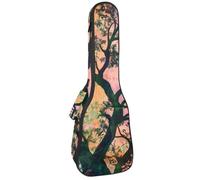 Custodia per ukulele da concerto da 58,8 cm, con motivo albero della vita, con farfalle colorate, borsa imbottita con scomparti e spallacci, Multicolore 08, 25.9x9x3.1in/66x23x8cm, Organizer per borse