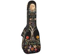 Custodia per ukulele da concerto da 58,8 cm, con motivo albero della vita, con farfalle colorate, borsa imbottita con scomparti e spallacci, Multicolore 02, 25.9x9x3.1in/66x23x8cm, Organizer per borse
