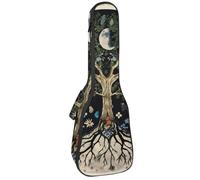 Custodia per ukulele da concerto da 58,8 cm, con motivo albero della vita, con farfalle colorate, borsa imbottita con scomparti e spallacci, Multicolore 01, 25.9x9x3.1in/66x23x8cm, Organizer per borse