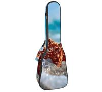 Custodia per ukulele da concerto da 58 cm, cavalluccio marino oceano con piante sottomarine, pietre, borsa imbottita con portaoggetti e spallacci, Multicolore 04, 25.9x9x3.1in/66x23x8cm, Organizer per