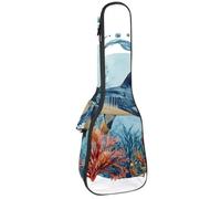 Custodia per ukulele da concerto da 58 cm, cavalluccio marino oceano con piante sottomarine, pietre, borsa imbottita con portaoggetti e spallacci, Multicolore 03, 25.9x9x3.1in/66x23x8cm, Organizer per