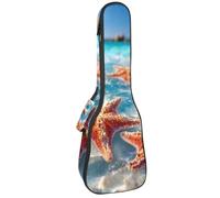 Custodia per ukulele da concerto da 58 cm, cavalluccio marino oceano con piante sottomarine, pietre, borsa imbottita con portaoggetti e spallacci, Multicolore 06, 25.9x9x3.1in/66x23x8cm, Organizer per