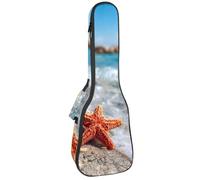 Custodia per ukulele da concerto da 58 cm, cavalluccio marino oceano con piante sottomarine, pietre, borsa imbottita con portaoggetti e spallacci, Multicolore 05, 25.9x9x3.1in/66x23x8cm, Organizer per