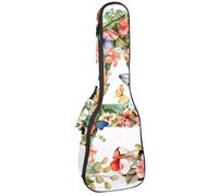 Custodia per ukulele da concerto da 58 cm, con lettera A circondata da fiori, farfalle, motivo acquerello, borsa imbottita con scomparti e spallacci, Multicolore 06, 25.9x9x3.1in/66x23x8cm, Organizer
