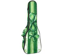 Custodia per ukulele da concerto da 58 cm, con sfondo verde a quadrifoglio, borsa imbottita con scomparti e spallacci, Multicolore 06, 25.9x9x3.1in/66x23x8cm, Organizer per borse