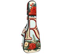 Custodia per ukulele da concerto lettera J con corona carino modello morbido e spesso imbottito zaino per ukulele 10 mm di spessore imbottitura in spugna, Multicolore 10., 25.9x9x3.1in/66x23x8cm