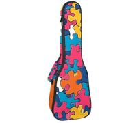 Custodia per ukulele da concerto, puzzle colorato, morbida, spessa, imbottita, con imbottitura in spugna spessa 10 mm, Multicolore 02, 25.9x9x3.1in/66x23x8cm, Organizer per borse