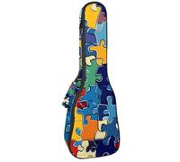 Custodia per ukulele da concerto, puzzle colorato, morbida, spessa, imbottita, con imbottitura in spugna spessa 10 mm, Multicolore 04, 25.9x9x3.1in/66x23x8cm, Organizer per borse