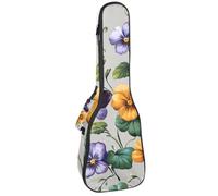 Custodia per ukulele da concerto, quadrifoglio, fiori, viole del pensiero, foglie e farfalle, morbida e spessa, imbottitura in spugna spessa 10 mm, Multicolore 01, 25.9x9x3.1in/66x23x8cm, Organizer
