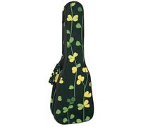 Custodia per ukulele da concerto, quadrifoglio, fiori, viole del pensiero, foglie e farfalle, morbida e spessa, imbottitura in spugna spessa 10 mm, Multicolore 05, 25.9x9x3.1in/66x23x8cm, Organizer